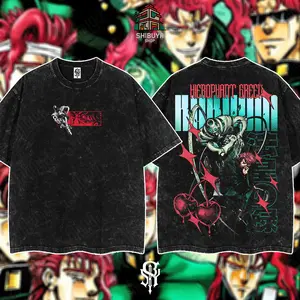[Shibuya] Collection "JoJo's Bizarre Adventure" Vintage Unisex Oversize Anime Manga Washed Cotton T-shirt, Graphic Tee, Anime Lover, Anime Double Printed Vintage Washed Tee