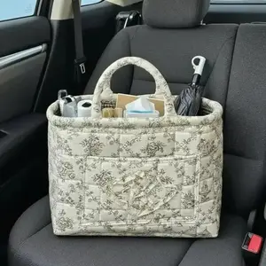 Car Storage Basket Organizer, Multi-Purpose Car Interior Accessories, Durable & Space-Saving Design for Vehicles – Perfect for Easter Baskets, Mother’s Day & Baby Shower Gifts | Game Day Essential, Quilted Tote Bag Inspired