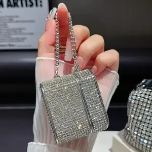 Rhinestone Decorated Earphone Case with metallic Chain, Fashionable Compact Design Earphone Protective Cover, Earphone Accessories for AirPods