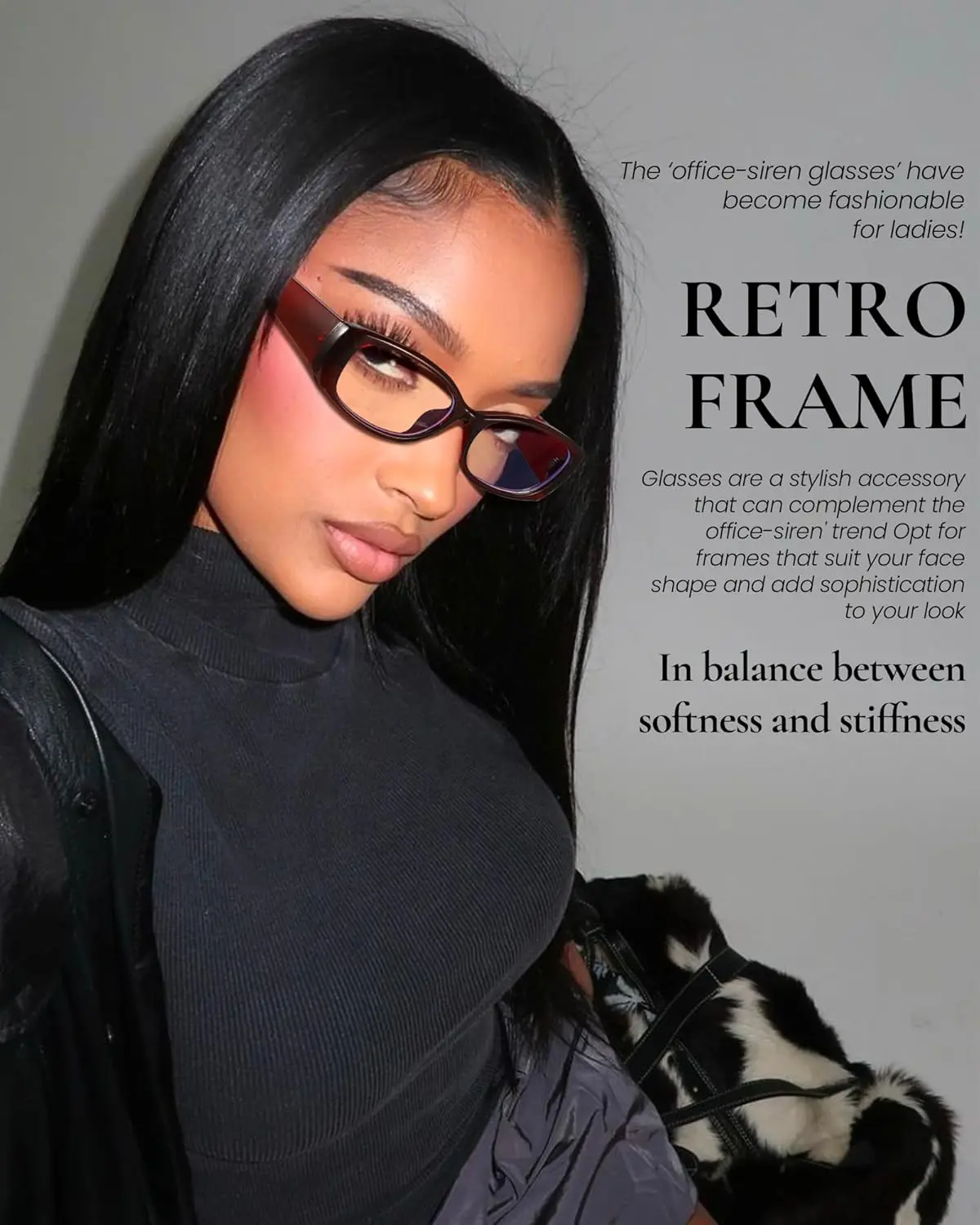 Women Blue Light Glasses Small Rectangle Frame Anti Eyestrain Y2K Style SODQW Rectangle Blue Light Glasses for Women Trendy Small  main image 3