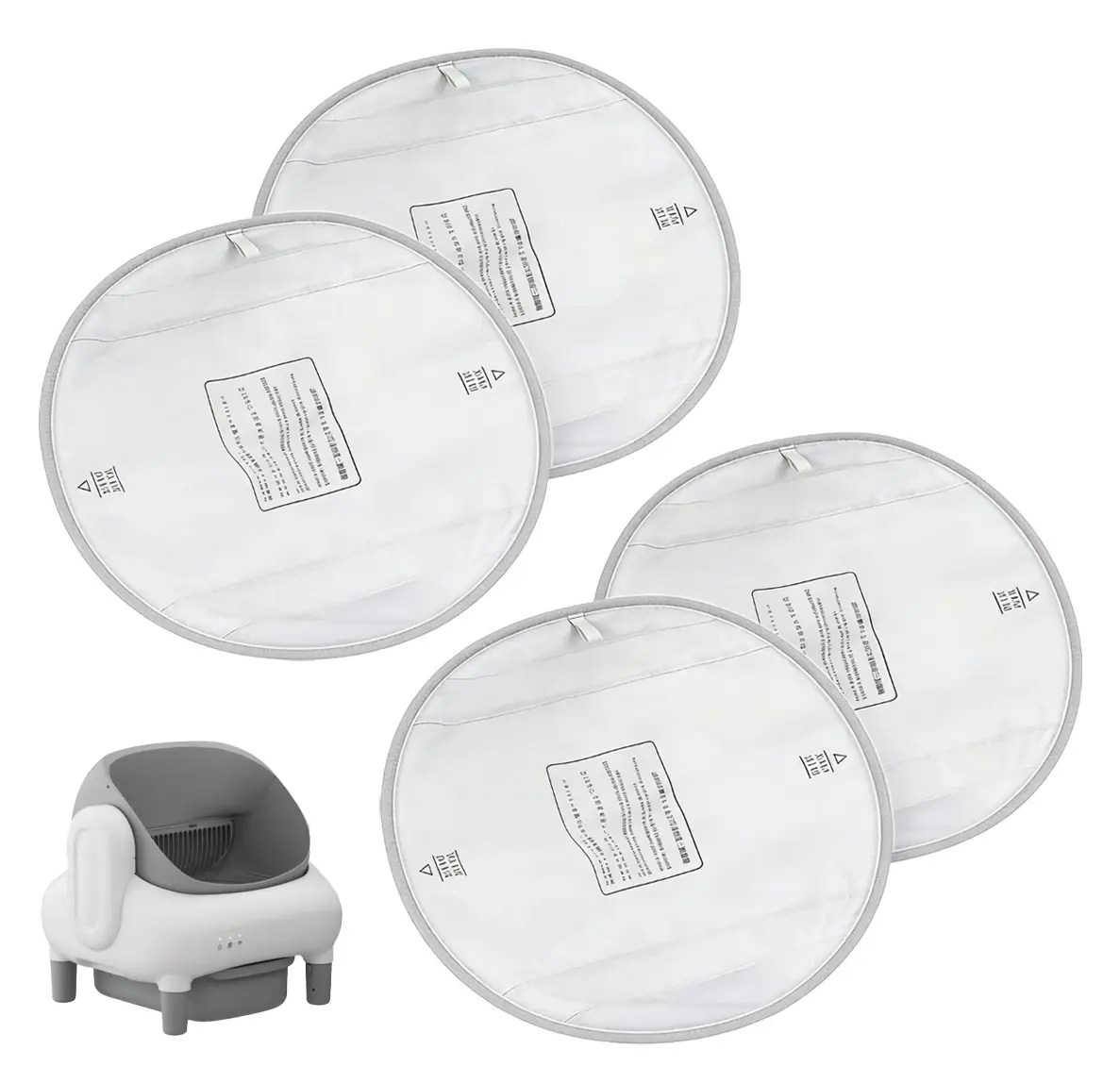 Waterproof Cat Litter Box Liners for Automatic Self-Cleaning Litter Trays, 14.96×11.81in Leak-Proof White Replacement Pads with Grey Edges, 4-Pack #CatSupplies #CatLitterLiners