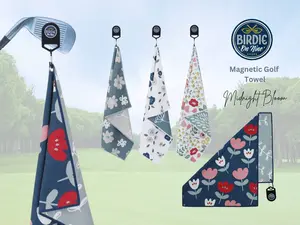 Magnetic Golf Towels for Golf Bags Women 16x24 in Golf Bag Towel w/ Carabiner Clip for Easy Cleaning, Pink Womens Golf Towel Magnet, Tennis Towel, Pickleball, Gym, Disc Golf Rag, Golf Club Towel
