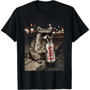 Playera de Meme de Mapache con Refresco de Dieta – Diseño Vintage y Gracioso | 100% Algodón – Unisex – Ropa Urbana para Fans de los Memes – Regalo Original