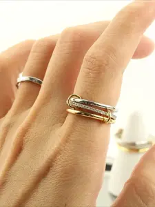One personalized tricolor three-ring finger ring suitable for daily wear and occasions such as banquets, for both men and women, Unisex Rings