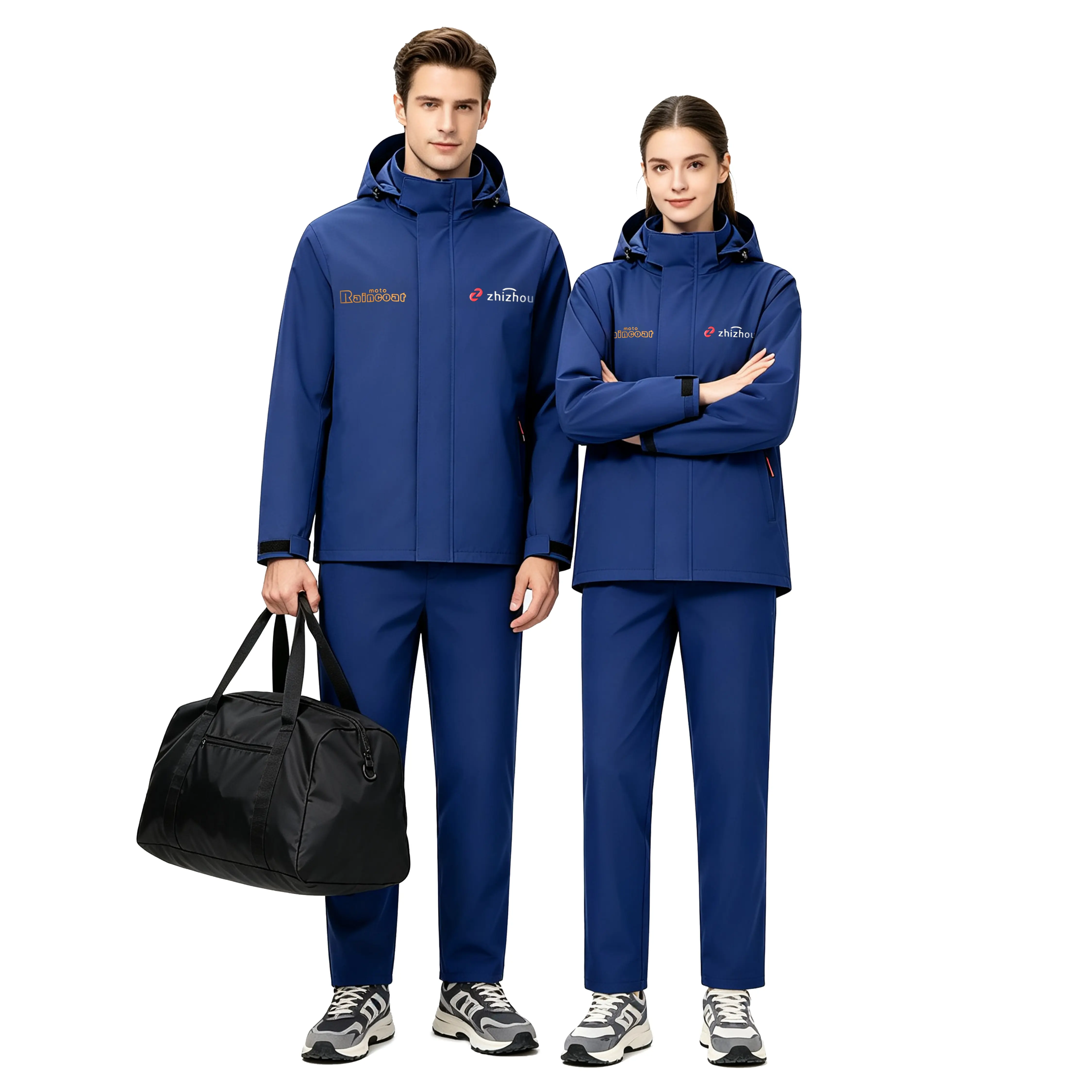 Men’s rain suit: rain jacket + pants + storage bag, lightweight with PU coating, windproof and breathable; split raincoat set suitable for outdoor activities including camping, cycling, fishing, hiking, mountaineering, farm work, and motorcycling.