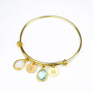 Personalized Birthstone Bracelet Bangle