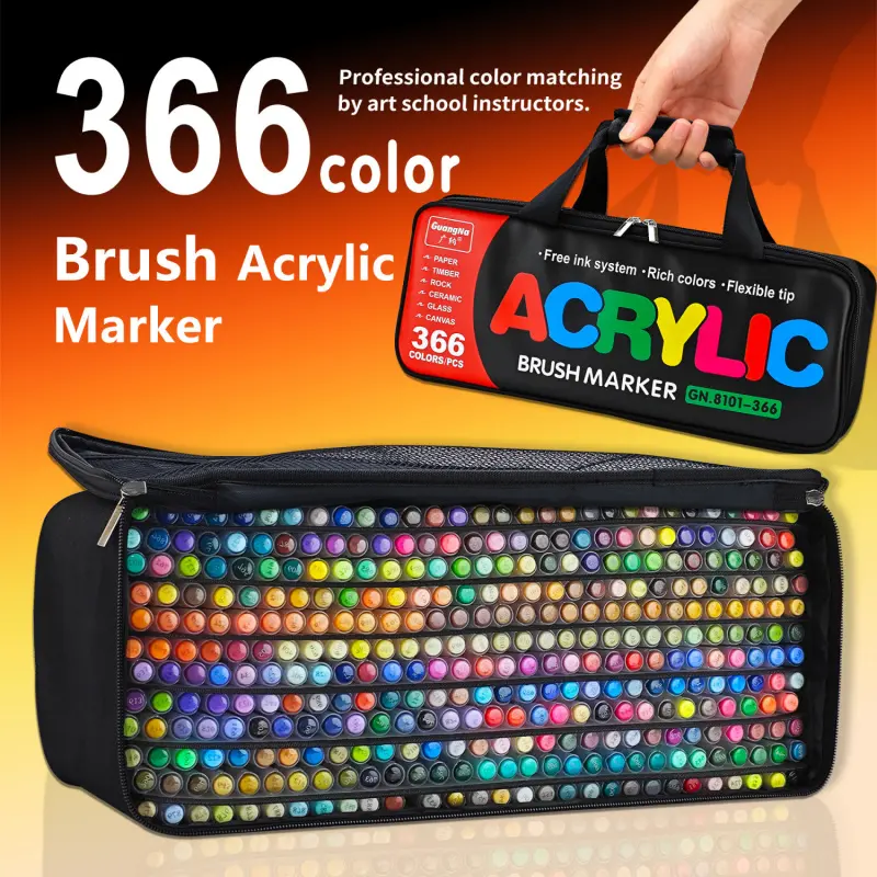 Acrylic Paint Markers Set,Soft Brush Tip,Direct-Liquid Ink System, Paint Markers for Rock Painting, Fabric, Wood, Canvas, Plastic, Permanent,Washable,Quick-Drying,Waterproof