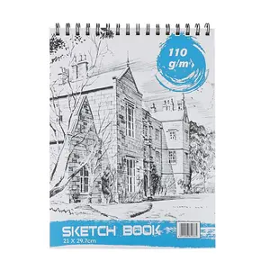 A4 Sketchbook, Thick Paper 110g, Spiral Bound No Flipping Pages, Hand Drawing Illustration Practice Book, Student Art Supplies