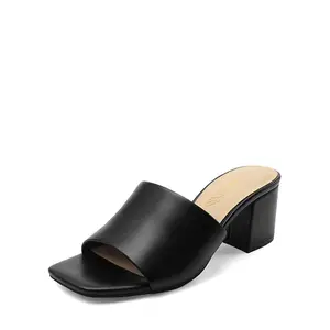 Dream Pairs Women's Square Toe Cuban Heel Sandals - Elegant Slip-On Shoe with Stylish Design, Luxury Comfort Lining, Casual Footwear