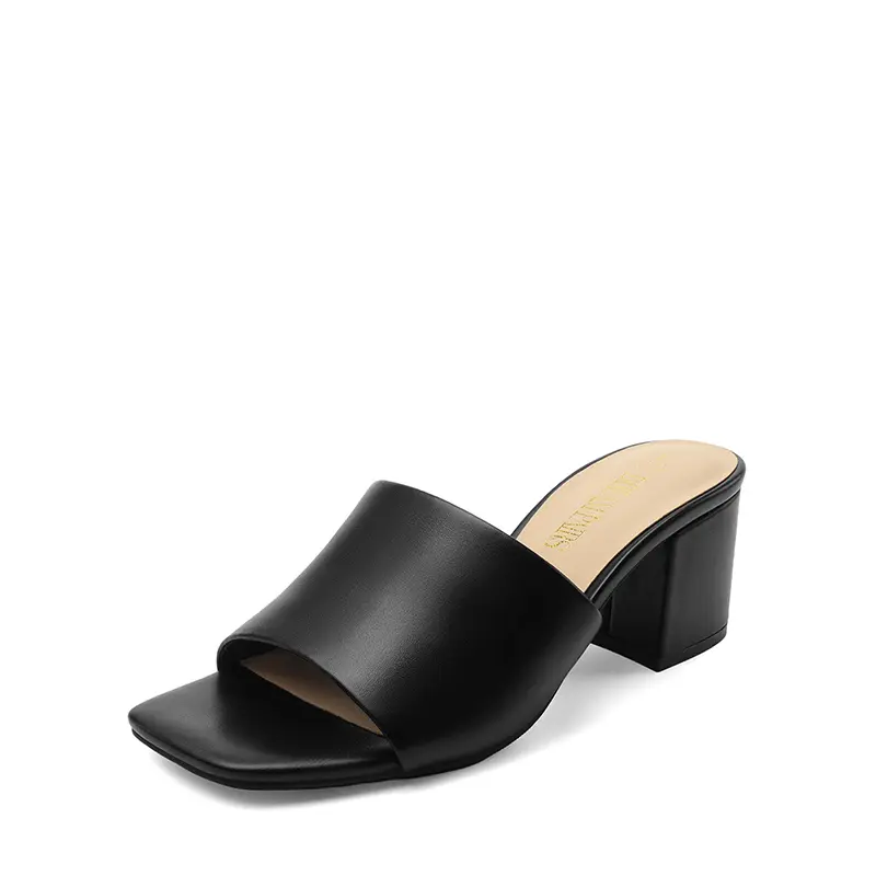 Dream Pairs Women's Square Toe Cuban Heel Sandals - Elegant Slip-On Shoe with Stylish Design, Luxury Comfort Lining, Casual Footwear