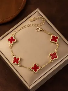 Women's Four-Leaf Clover Bracelet, Colorful Luxury Elegant Design, New Year Fashion High-Quality Accessory, Versatile Trendy Jewelry