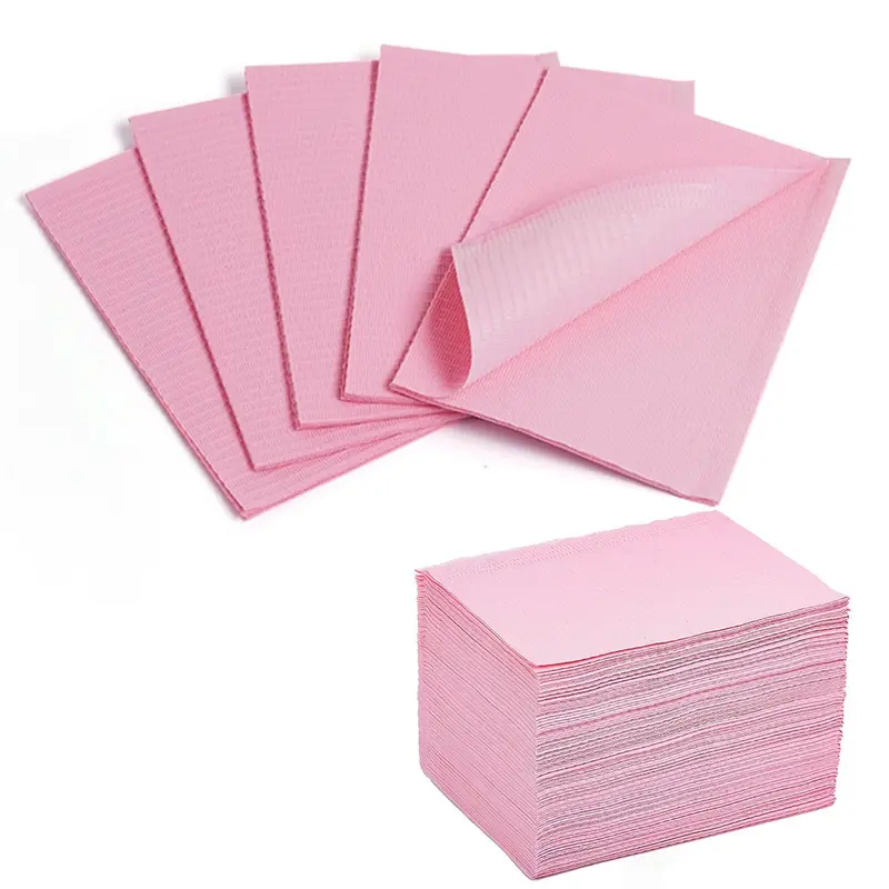 Makartt 50Pcs Disposable Pink Hygienic Nail Mats - 3-Ply Waterproof Absorbent Paper Towels, Foldable for Nail Polish Application, Tattoo Care
