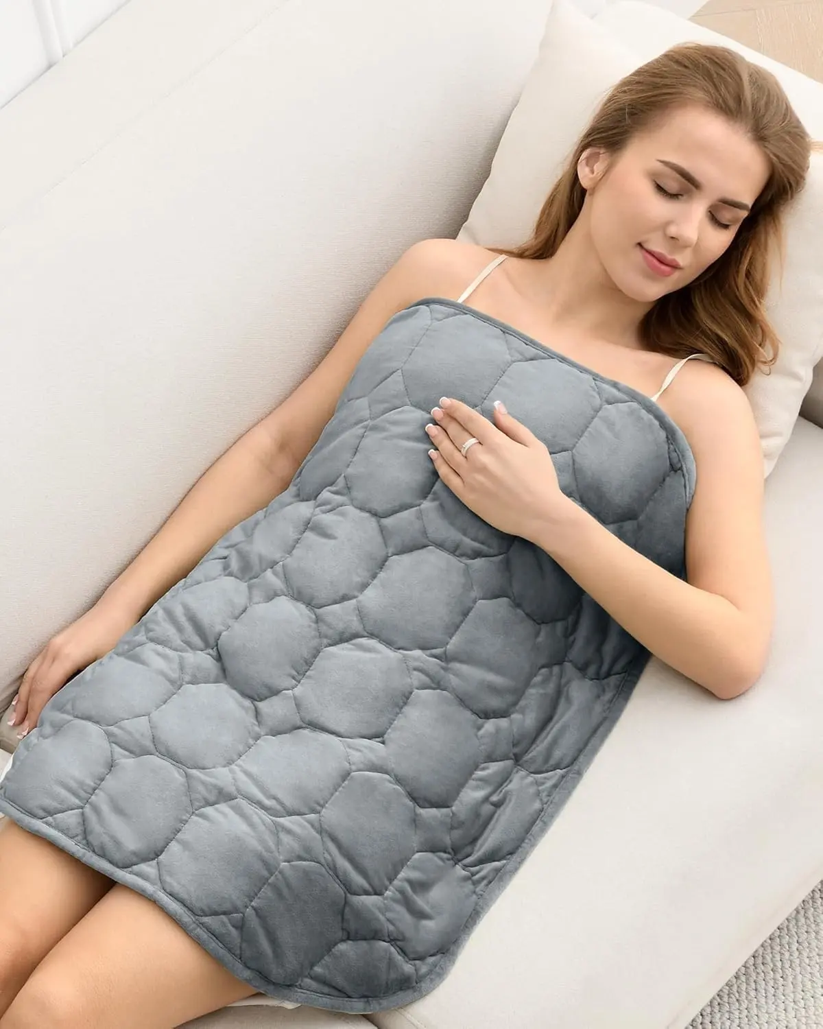 Small Weighted Lap Blanket Pad for Adults 7 lbs 24"x29", Travel | Cozy Luxury Crystal Velvet Weighted Blankets Throw, Portable Grey Blanket for Teens Sleeping Relaxation Napping All Season