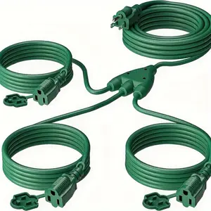 1 To 3 Splitter Extension Cord (Combined 40 FT, End To End 28 FT), 3 Prong Plug With 3 Extended Outlets, With Weatherproof Covers For Indoor And Outdoor, 16AWG/3C SJTW, ETL Listed