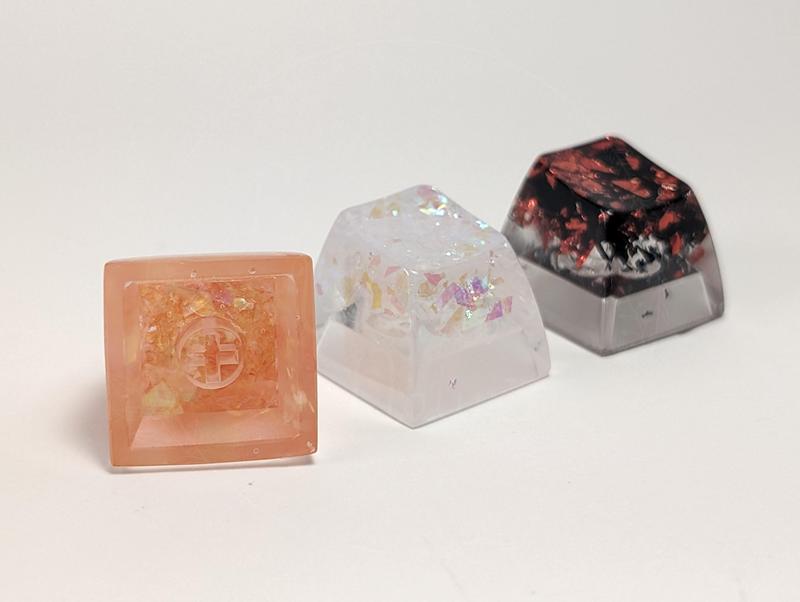 Holographic Film Glitter Artisan Keycap, Glitter Resin Keycap, Sparkly Cute Keycap, OEM SA Escape Keycap, Red Orange White