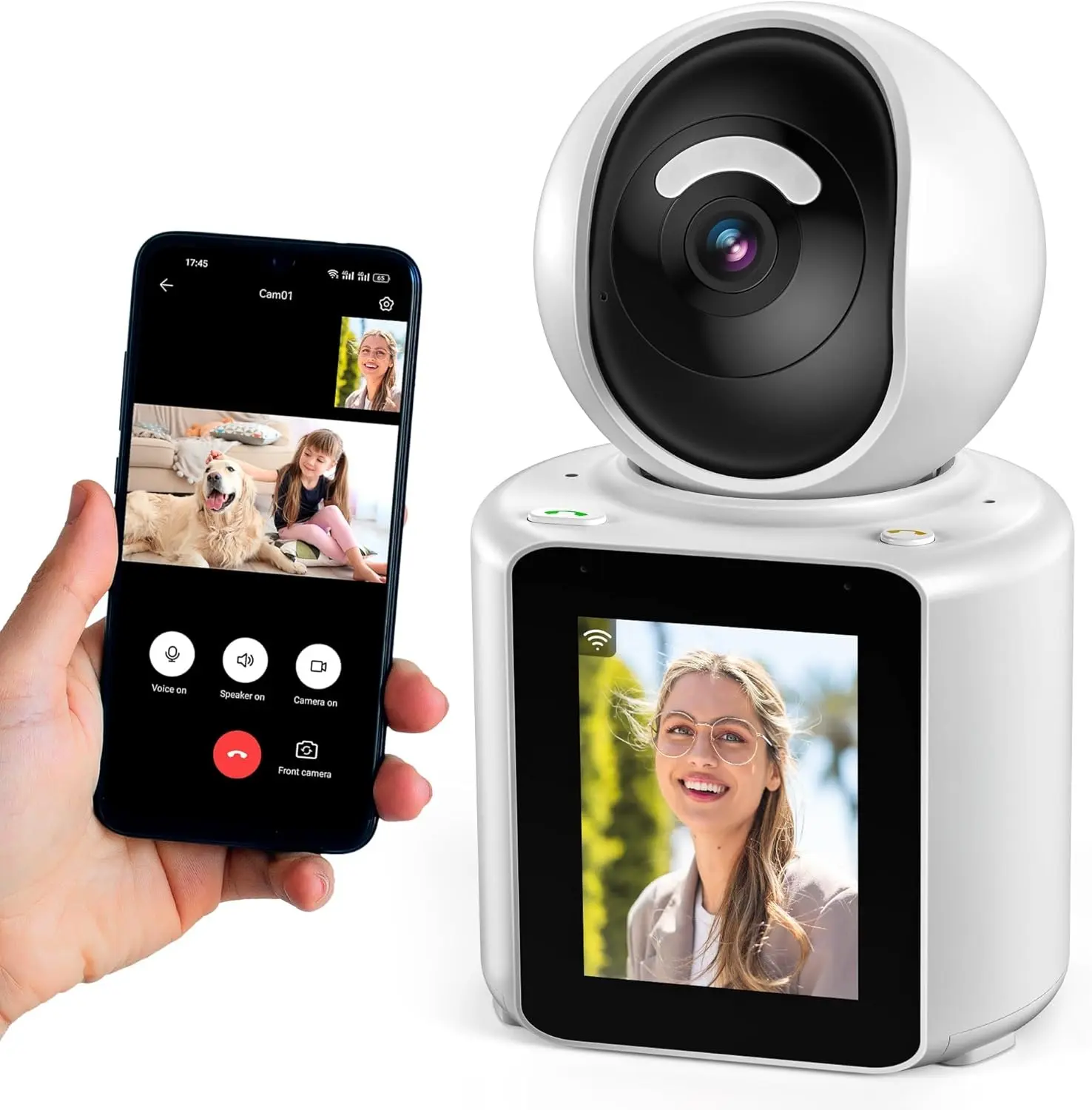 1296P HD Wireless WiFi Indoor Security Camera Monitor - 2-Way Audio, Phone App Control, Motion Detection, Remote View, Pan Tilt for Pet Monitoring