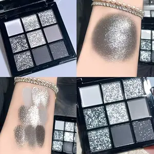 9-color dark gothic eyeshadow palette with highly pigmented basic black, white, and gray shades. Easily create a perfect eye look, suitable for stage parties, music festivals, Halloween, and other makeup occasions