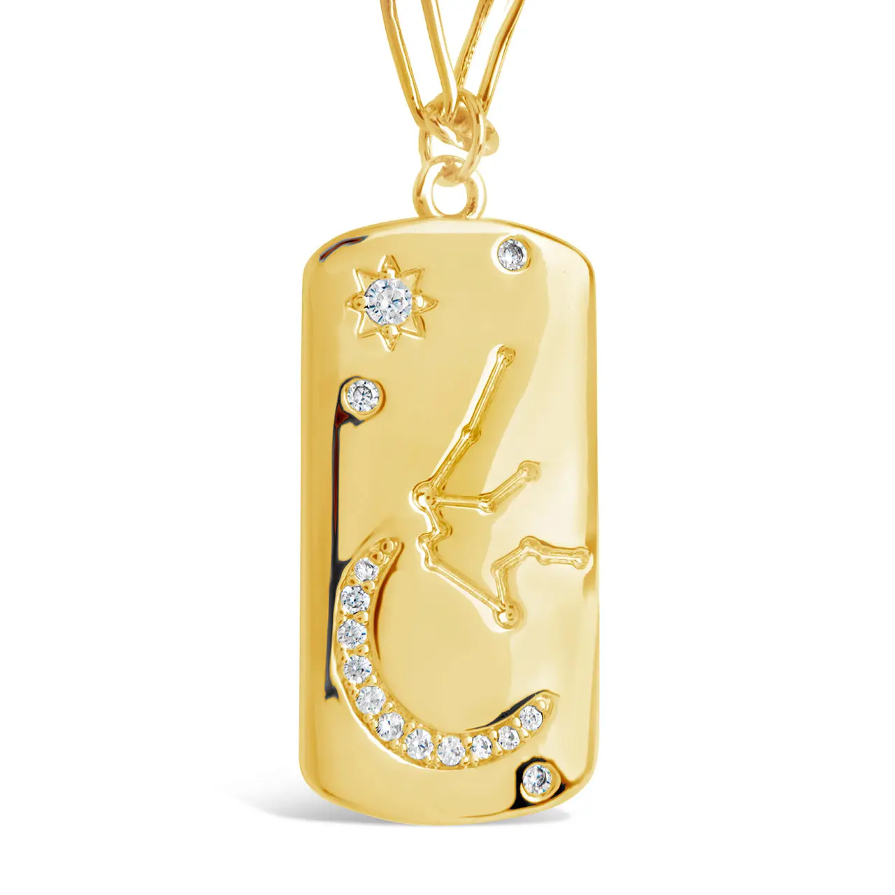 CZ Constellation Dog Tag Pendant Necklace