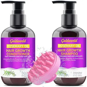 Hair Growth Shampoo & Conditioner Set with Scalp Massager for Hair Loss - Sulfate Free with Rosemary, Keratin & Biotin