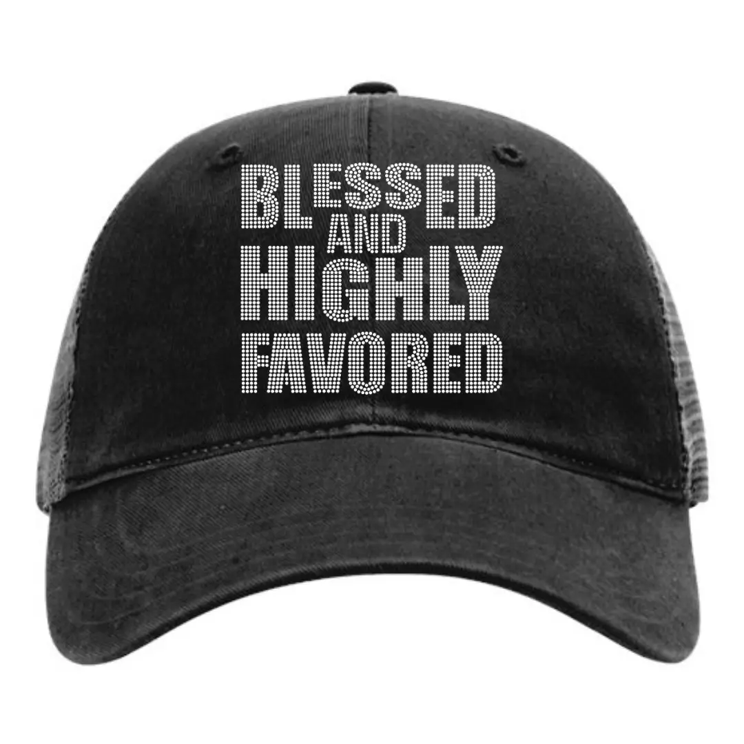 Blessed & Highly Favored Rhinestone Hat Patch (1 Patch)