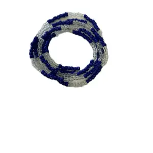 Yemaya Orisha Blue and Silver Beaded Necklace - Handcrafted African Bead Jewelry for Women