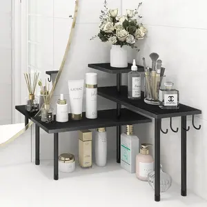 Bathroom Counter Organizer Corner Shelf, Kitchen Countertop Organizer, 3 Tier  Counter Shelf Stand for Over The Sink, Coffee Station, Desktop, Black