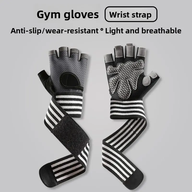 Men’s & Women’s Non-Slip Gym Gloves with Lifting Wrist Straps - Breathable Fitness Accessories for Workout Use