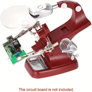 Desktop Helping Magnifier Soldering Station with 2 LED Multi-Functional Magnifier Clamp & Alligator Clips for Soldering Assembly Repair Crafts Hobbyist Tools