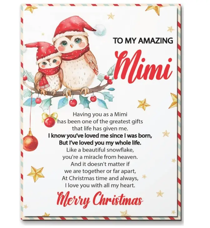 Christmas Card for Mimi, Mimi Merry Christmas Greeting Cards with Envelope and Seal, Christmas Gift Ideas
