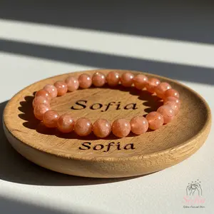 Sofia Natural Sunstone Stone Beaded Bracelet 6mm Peach Orange Crystal Stretch Handmade Boho Style for Daily Use