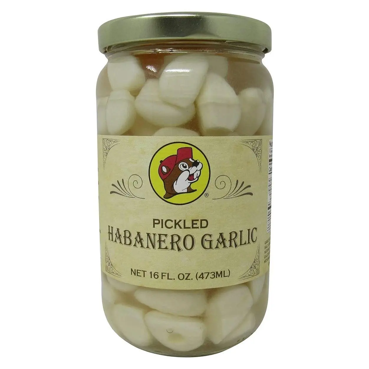 Buc-ee's Pickled Habanero Garlic in a Resealable Jar, Gluten Free, No High Fructose Corn Syrup, 16 Fl Ounces