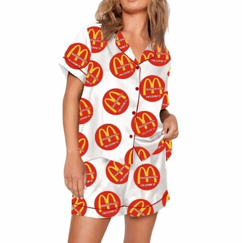 Magadonald’s I’m Lovin It Pajama Set, Satin Pyjamas Set 2025