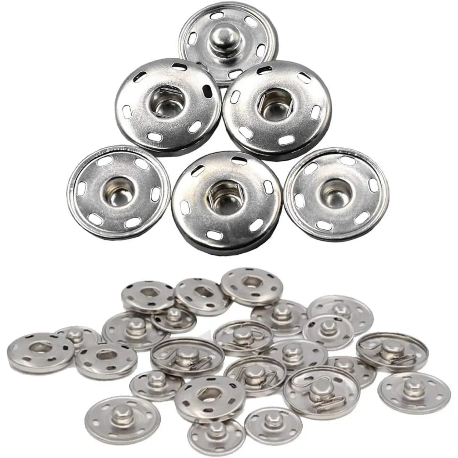 50Pcs High-Quality Spring Invisible Sew-On Snaps, 3/4 inch (19mm) Large Copper Base Big Snaps, Easy-To-Sew-On Fasteners with Appropriate Elasticity, Sewing Supplies for Clothing - Tools & Hardware Power Tool Accessories for DIY Enthusiasts