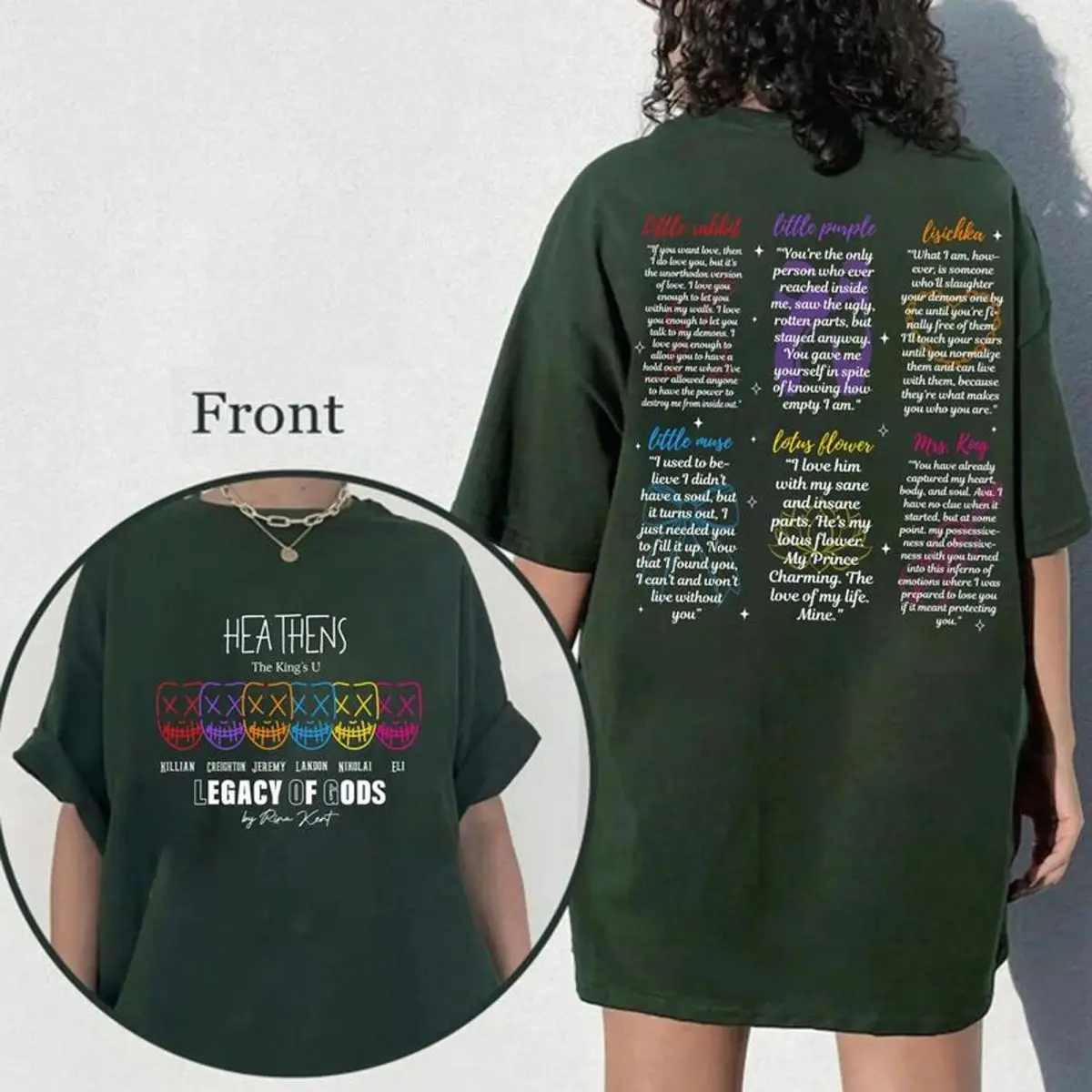 Legacy Of Gods Book 2sides Quotes Shirt, Heathens Sweatshirt, Rina Kent Dark Romance Hoodie, Unisex Sweater Pullover Tee