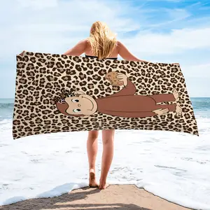 Monkey Cookie Print Beach Towel, Digital Print, Soft Fabric, Perfect for Poolside Relaxation, Lightweight & Portable for Travel, Fun Summer Accessory! Also be Used Pool Towel, Camping Towel or Bath Towel Blanket