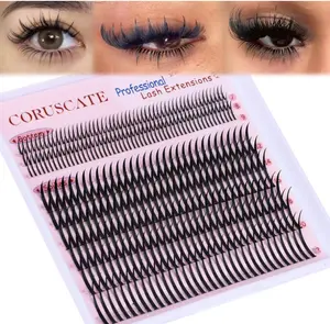 CORUSCATE Lash Clusters with Spikes Ultra Long 12-22mm Lash Spikes 7-9mm Bottom Lashes Supply Cluster Eyelash Extensions For Pros Multi-Eye Lash Styles DIY Eyelashes for Manga/Spiky/Mega Look