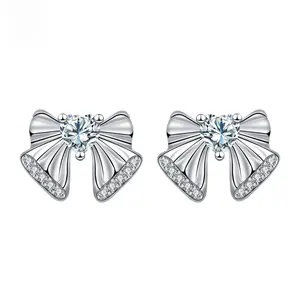 925 Sterling Silver Bow Earrings Hypoallergenic Elegant Dainty Stud Earrings for Women Girls Trendy Fashion Jewelry Gift