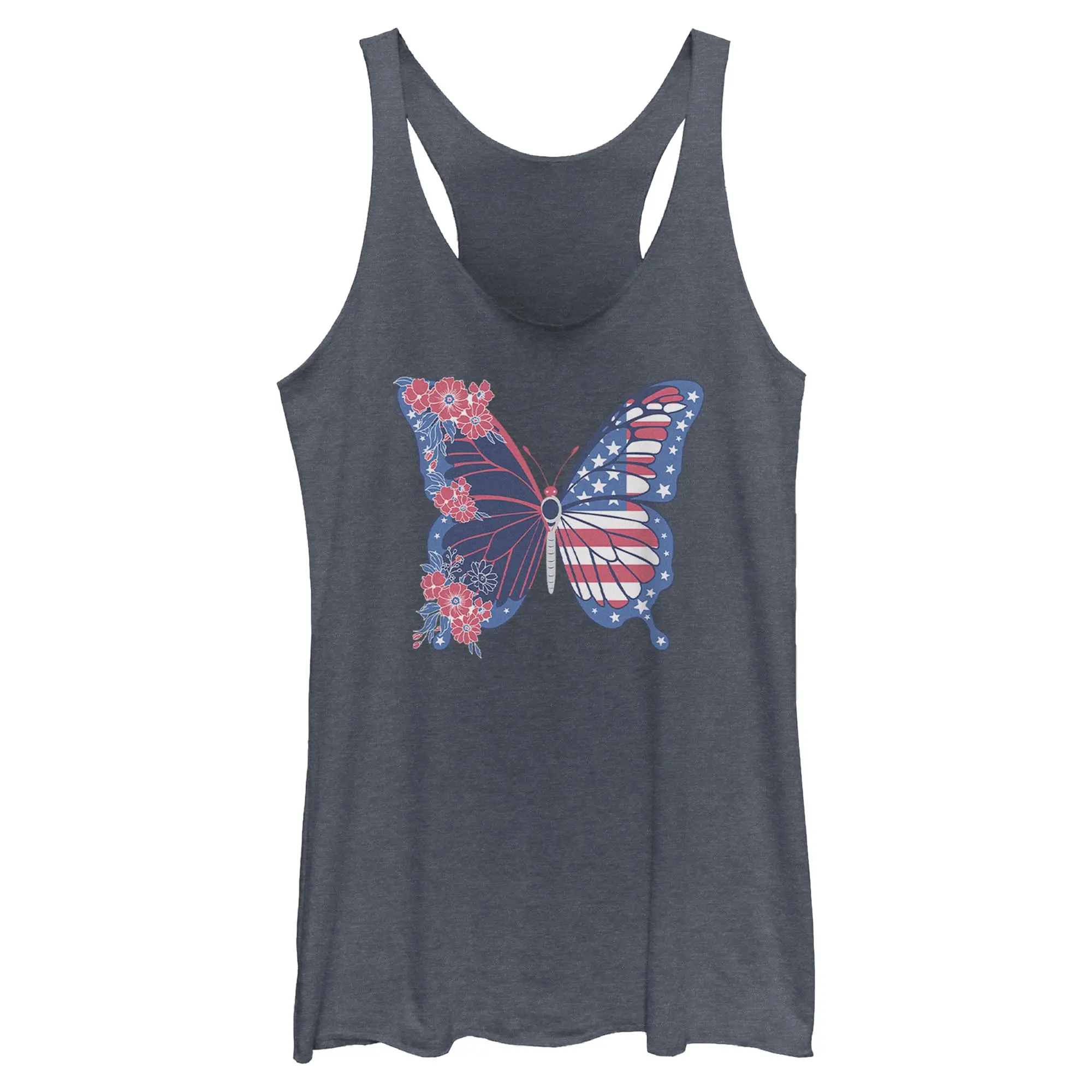 Lost Gods Women's Graphic Racerback Tank - Sleeveless, Casual, Cropped, Cute Floral Butterfly Design