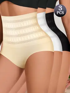 High Waist Abdomen Control Panties, Breathable Seamless Butt Lifting Shaping Underwear Set, Three-Piece Pack for Comfort and Style