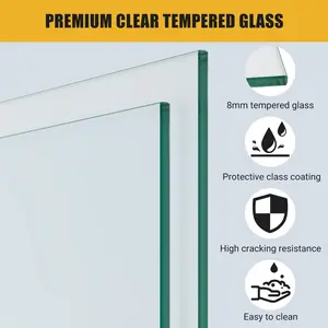 Frameless sliding shower door -8mm SGCC transparent tempered glass - stainless steel hardware - waterproof sealing strip - adjustable 56-60 "width x 72-75" height - modern bathroom enclosure