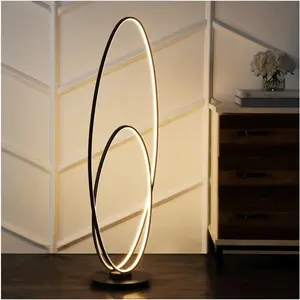 JONATHAN Y Looper Metal Modern Contemporary Oval Dimmable Integrated LED Floor Lamp; for Living Room, Bedroom, Kitchen, Office