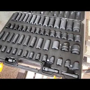 VEVOR 3/8" Drive Impact Socket Set, 90 Piece SAE 1/4"-3/4" and Metric 6-19mm Socket Set, 6 Point Cr-Mo Alloy Steel for Auto Repair, Includes Extension Bars Universal Joint Adapter Lock Storage Case