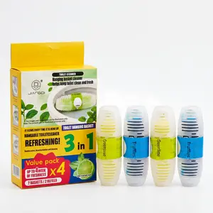 [4-Pack] Scented Plastic Toilet Bowl Rim Cleaner Basket - Self-Cleaning Household Plumbing Cleaner, Stain-Removing Stick for Limescale & Yellow Stains, Odour Control Long-Lasting Deodorizer, Easy-Install Bathroom Freshener