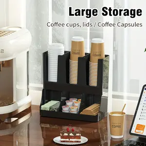 6-Compartment Multipurpose Cup Holder & Paper Cup Dispenser, Heavy-Duty Plastic Construction, Space-Saving Design for Coffee Shops ,Office, Home