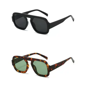 SUNVOES 2 Pack Trendy Square Aviator Sunglasses for Women Flat Top Designer Stylish Frame Oversized Sun Glasses Vintage Shades UV400 Protection High Quality Rectangular Polarized Anti Glare Polarized