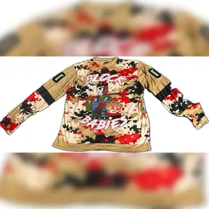 Block Babies Brown Camouflage Team Jersey - Long Sleeve Design with Graphic Print Featuring "BLOCK BABIES EST." and Character Illustrations