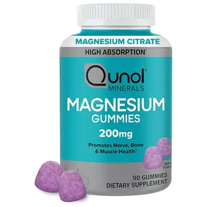 Qunol Magnesium Gummies for Adults 200mg Elemental Magnesium High Absorption Vegetarian 90 Count Berry Flavor Dietary Supplement
