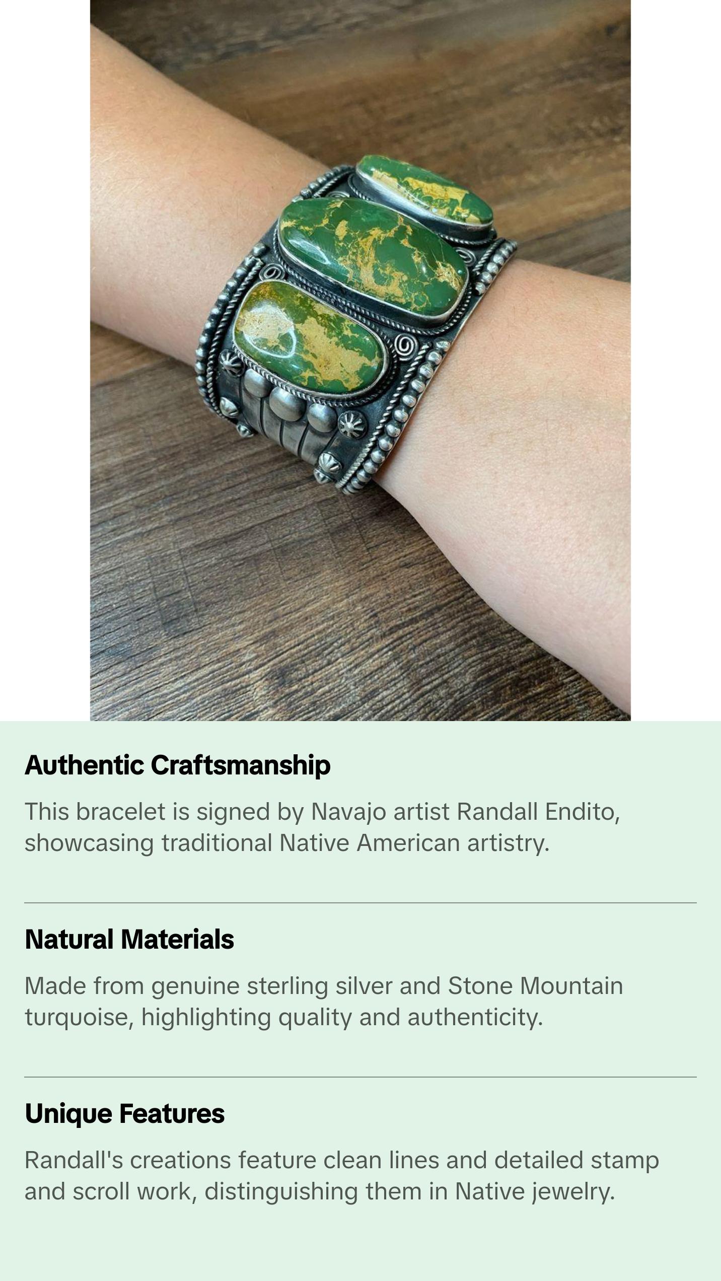 Native American Jewelry Stone Mountain Turquoise Cuff Bracelet