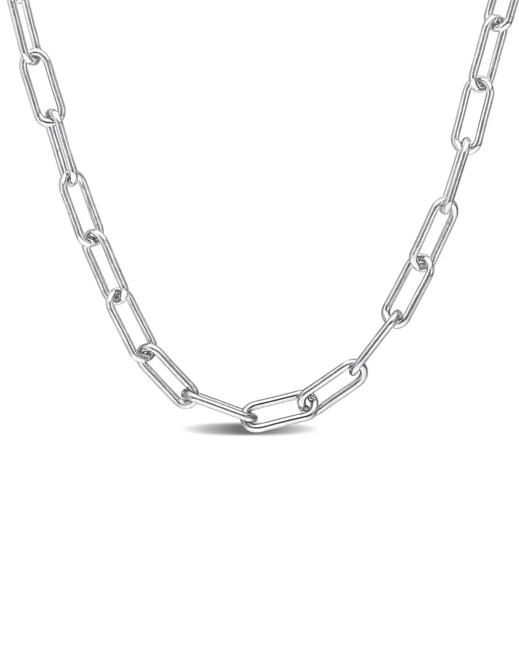 Italian 925 Sterling Silver 3.5mm Paperclip Cable Chain Choker Necklace - Choker-Necklace for Women