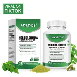 MYMYDE Moringa Capsules 1200 mg — Pure moringa powder, boosts immunity, provides vitamins, promotes gut health, 90-count bottle